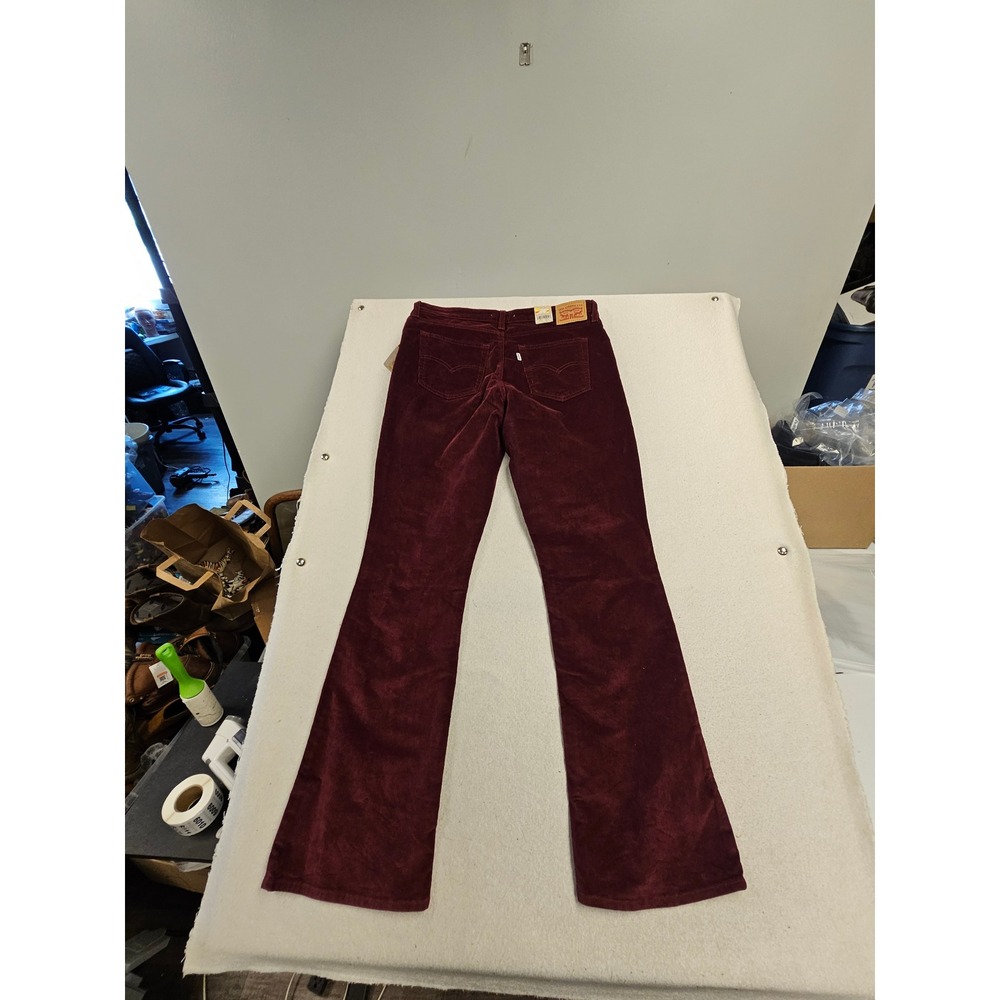 Levis 725 High Rise Bootcut Corduroy Pants Burgundy Red Size 33 NEW